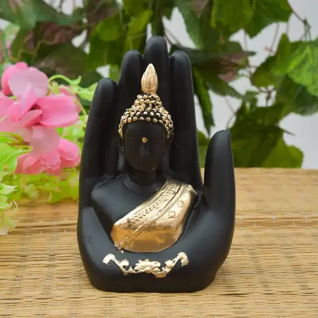 Decorative Handcrafted Palm Buddha, Black