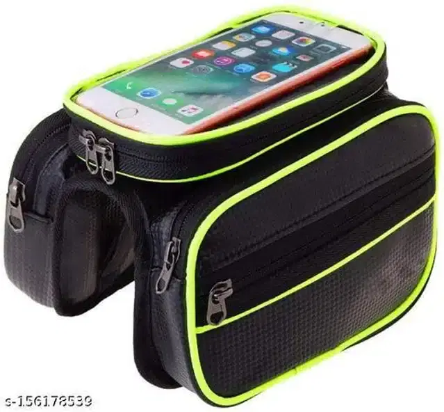 PVC Waterproof Bicycle Phone Holder cum Bag, Black & Yellow