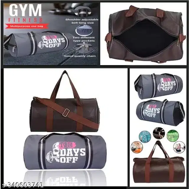 Faux Leather Gym Bags, Brown & Grey, Pack of 2