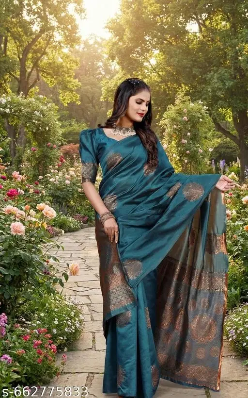Kanchipuram Silk Saree for Women (Multicolor, Free Size)