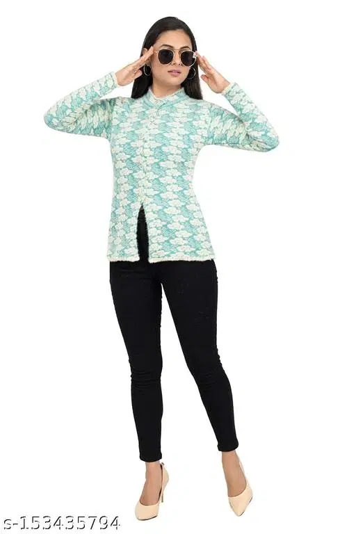 Woolen Sweater for Women (Green, M)