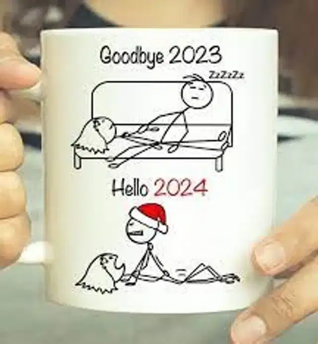 Ceremic Printed Coffee Mug, White, 350 ml