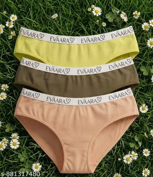Evaara 3 Pcs Cotton Hipster Briefs for Women (Multicolor, XS)