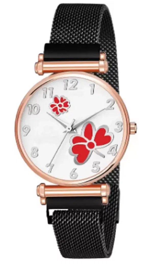 Analog Watch for Women & Girls (Black)