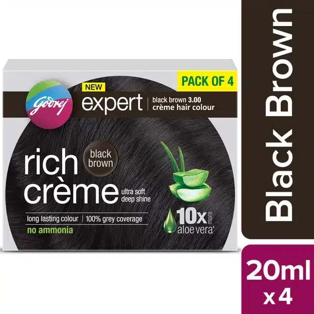 Godrej Expert Rich Crème Hair Colour For Women & Men – (Black Brown Shade) (3.00) (Pack Of 4)