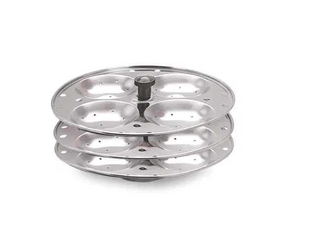 JENSONS Stainless Steel 3 Plate Idli Stand, Silver, A-99, Pack of 1