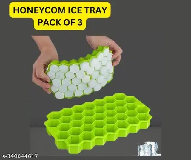 Silicone Ice Cube Mould, Green, Pack of 3