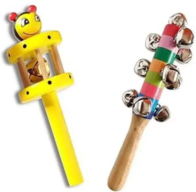 Wooden Rattle Toys for Kids, Multicolor, Set of 2
