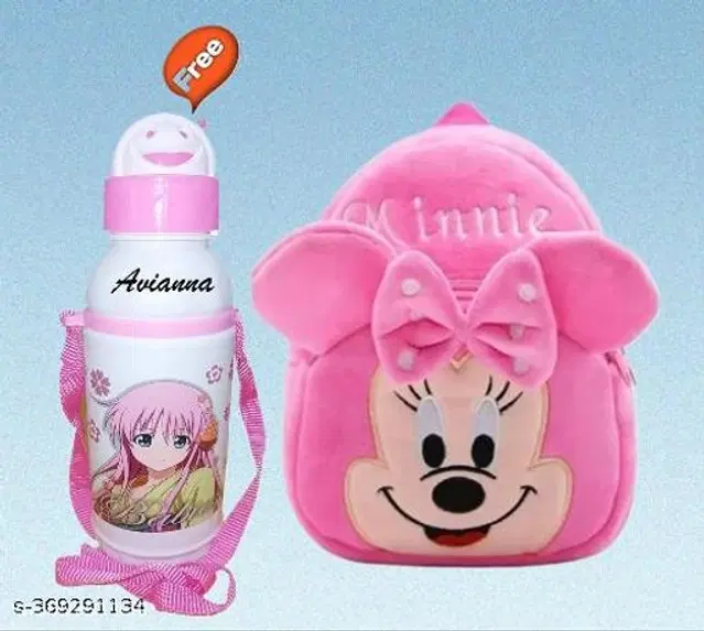 Synthetic Backpack with Sipper for Kids, Multicolor, Set of 2