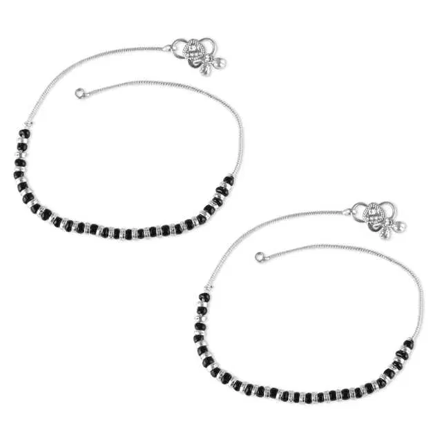 Traditional Brass Women Anklets (Silver) (VFJ-109)