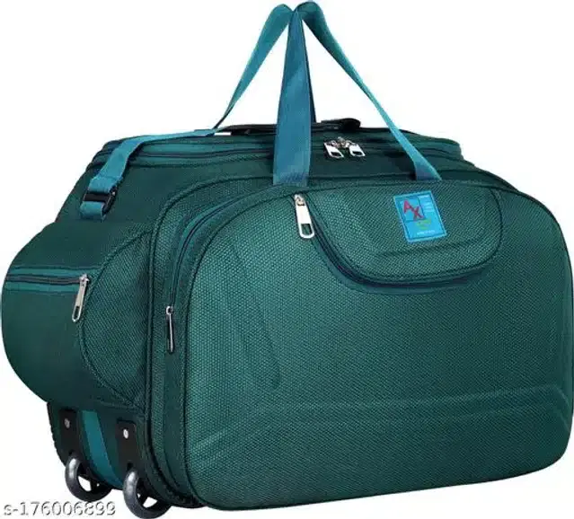 Polyester Trolley Duffel Bag for Men & Women, Teal