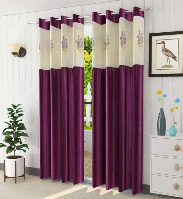 Homefab Polyester Curtains, Wine, 5 Feet, HF-209
