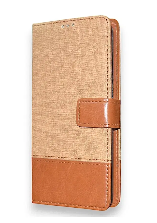 Artificial Leather Mobile Flip Cover for Oppo A3X 5G, Brown