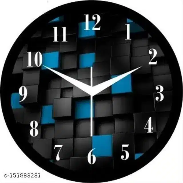 Designer Analog Wall Clock, Black & Blue