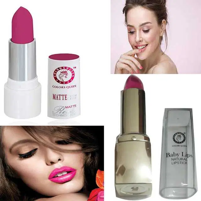 Combo of 1 Colors Queen Rich Matte Pink Lipstick & 1 Colors Queen Baby Lips Pink Natural Gel Lipstick, R969