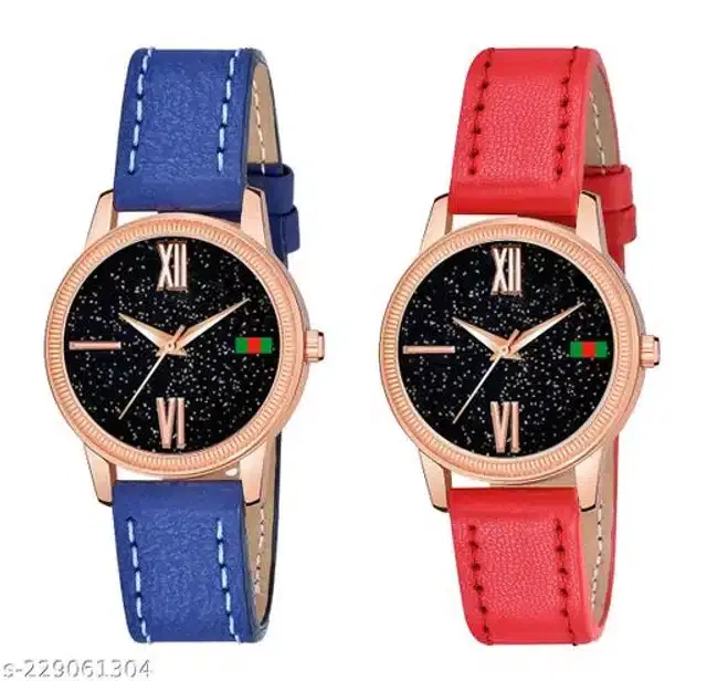 Analog Watch for Women, Pack of 2 (Multicolor)