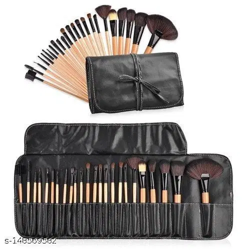 24 PCS Black Professional Makeup Brushes Set Natural Cosmetic Brush set (Pack of 24)