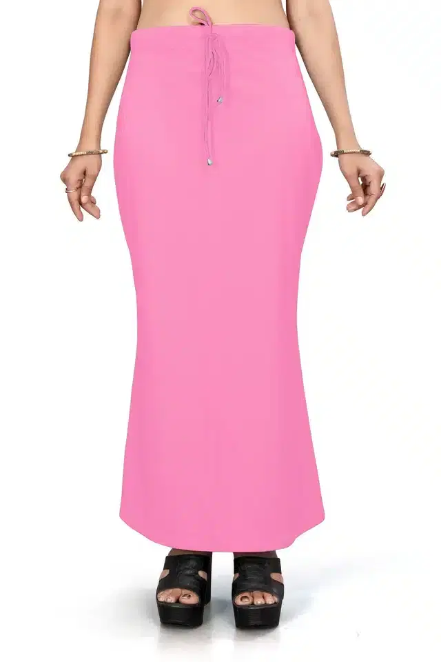 Lycra Solid Saree Petticoat for Women (Baby Pink, M)