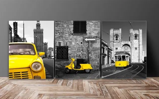 Kc Arts Multieffect Scooter Wall Paiting Set Of 3