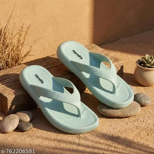 Aqualite EVA Slippers for Women (Green, 5)