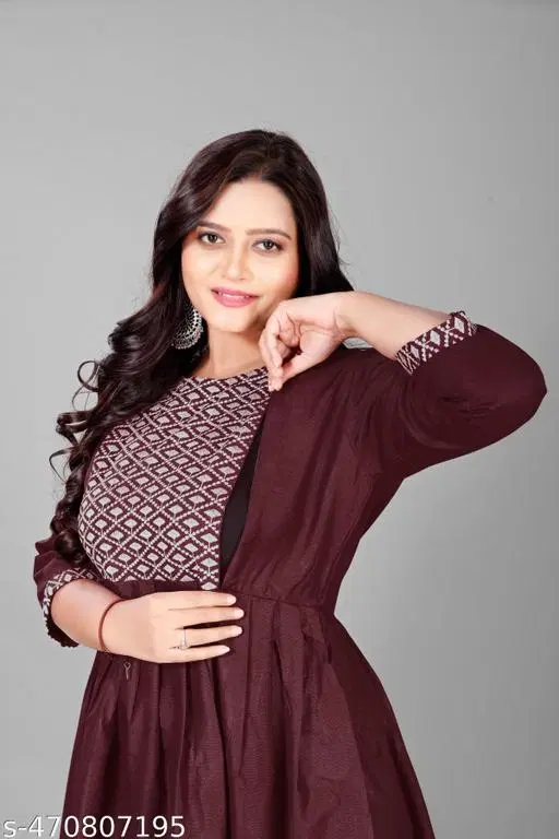 Floral Embroidered Maternity Kurti (Maroon, XXL)