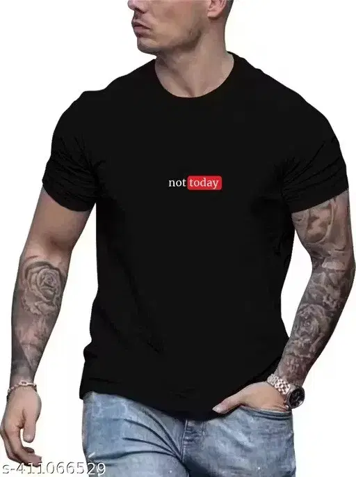 Printed T-Shirt for Men (Black, M)