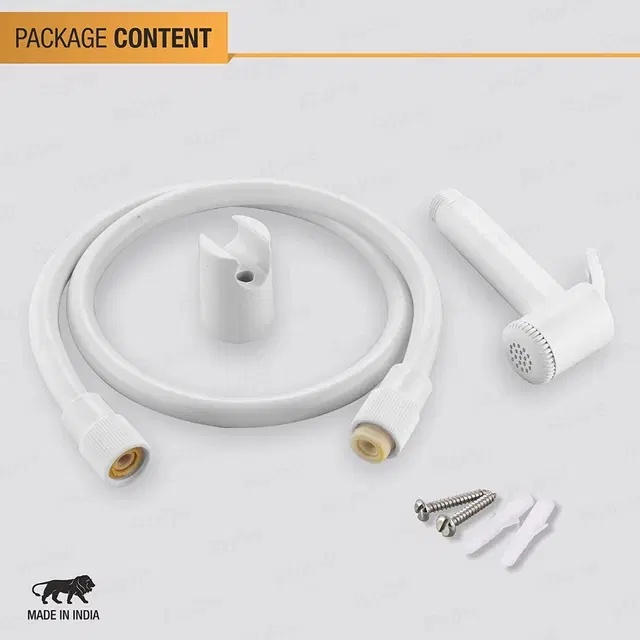 Milky Health Faucet with 1 mtr Hose Pipe & Hook, White, Set of 1