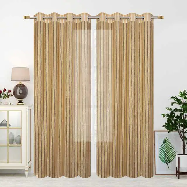 Homefab Polyester Curtains, Gold, 5 Feet, HF-201