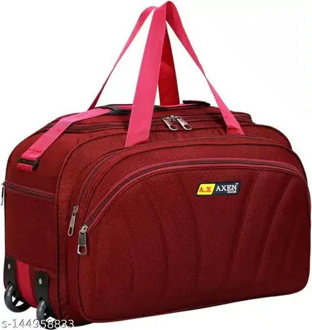 Polyester Trolley Duffel Bag for Men & Women, Maroon