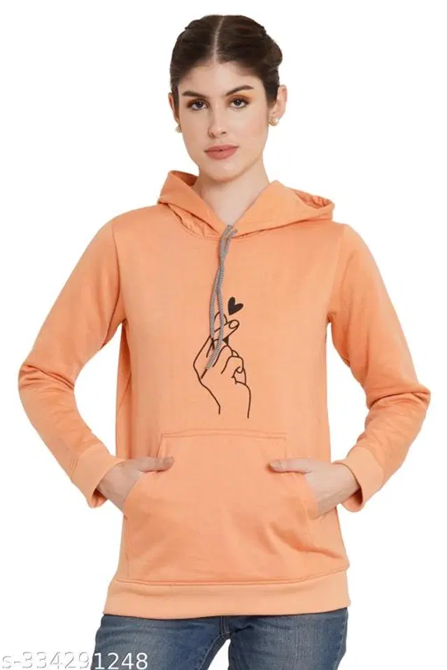 Fleece Hoodie for Women (Orange, XXL)