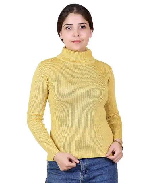 Women's Full Sleeves Sweater (Yellow, M) (M393)