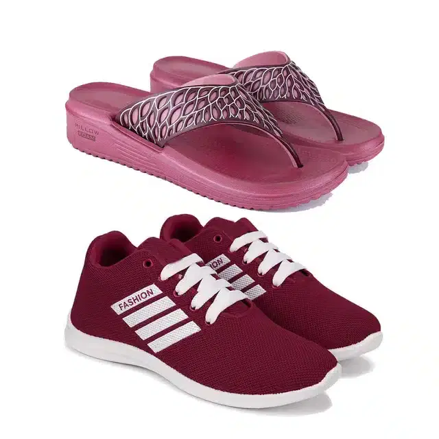 Combo of Sliders & Casual Shoes for Women, Pack of 2 (Multicolor, 4)