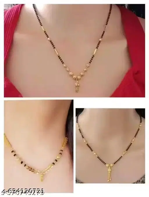Single Strand Mangalsutra Gold 18 inch for Women, Pack of 3