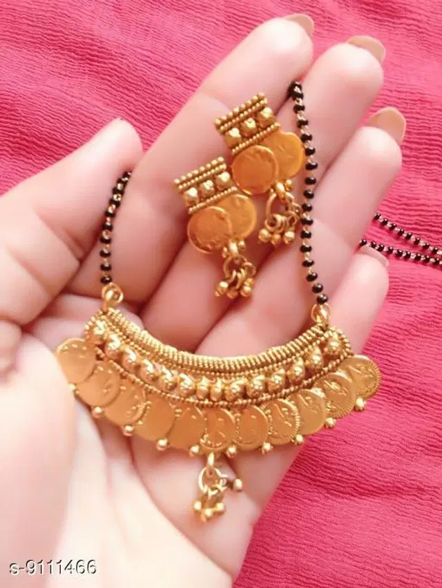 Alloy Mangalsutra with Earrings for Women, Set of 1 (Multicolor)