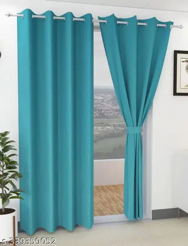 Polyester Curtain for Door, Teal, 5 Feet