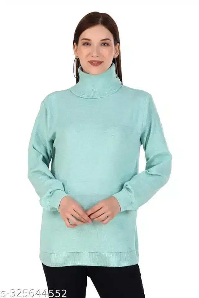 Acrylic Sweater for Women (Sky Blue, M)
