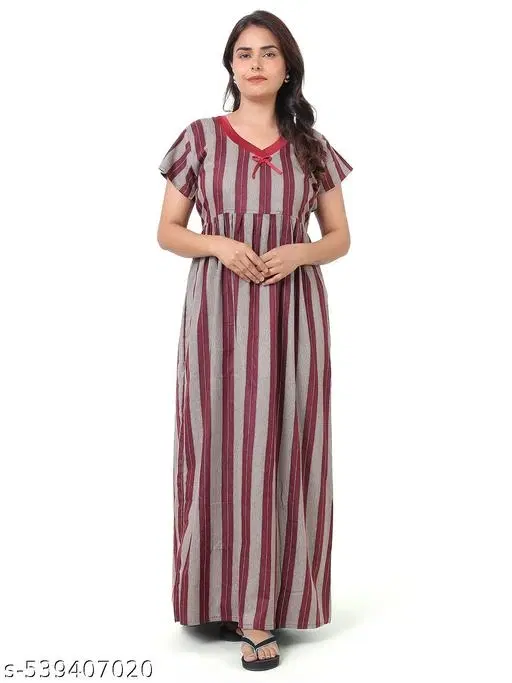 Satin Soft & Attractive Nightdress for Women & Girls , Red (M)