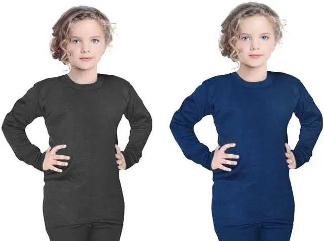 Solid Kids Girl's Thermal Top, Pack of 2 (Multicolor, 18-24 Months) (FE-13)