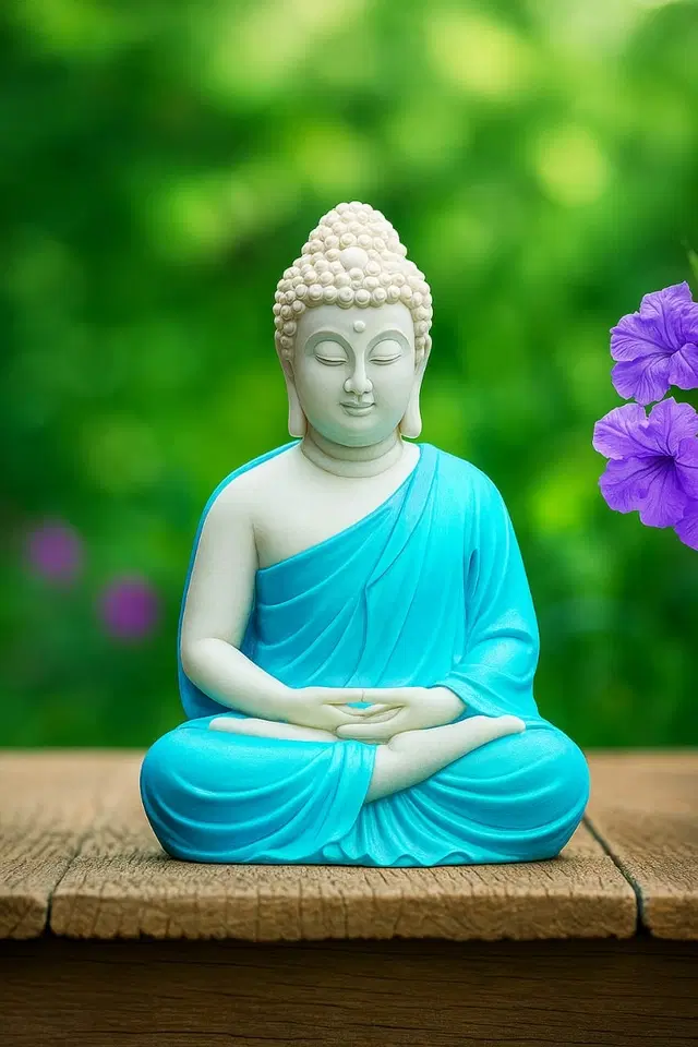Resin Lord Gautam Buddha Idol, Blue