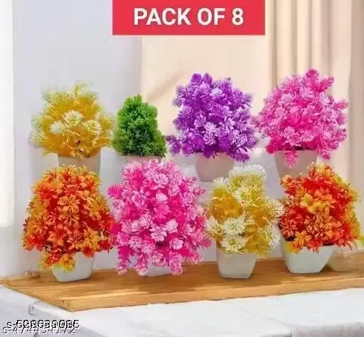 Plastic Artificial Flowers, Multioclor, Pack of 8