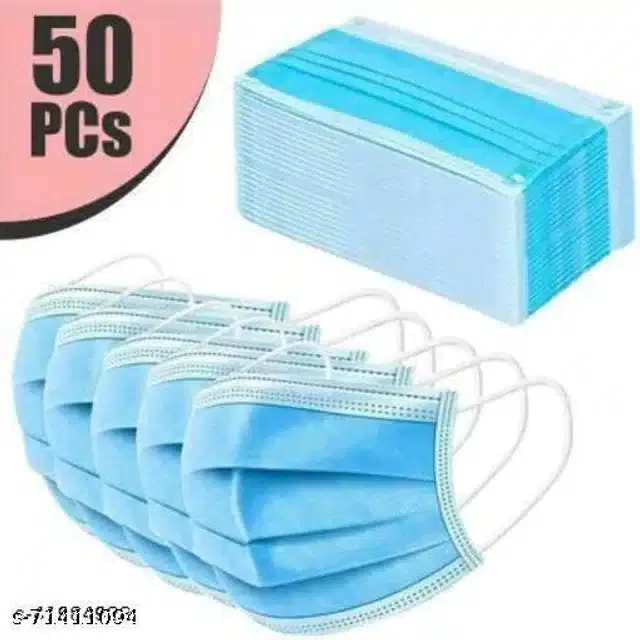 Non-Woven PPE Masks, Blue, Pack of 50