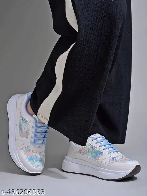 Shoetopia Solid Synthetic Sneakers for Girls (Blue, 13-14 Years)