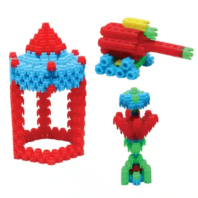 Plastic Educational Hexagonal 200 Pcs Building Blocks Toy Set for Kids, Multicolor