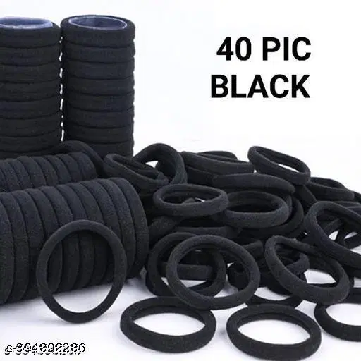 Everyday Rubber Bands for Women (Black, Pack of 40)