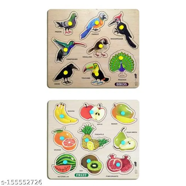 Wooden Puzzle for Kids, Multicolor, Pack of 2
