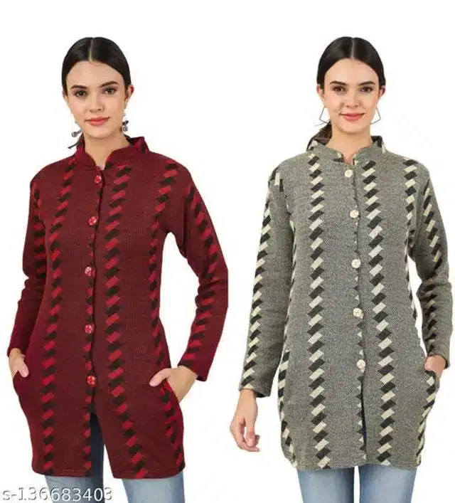 Woolen Sweater for Women, Pack of 2 (Multicolor, L)