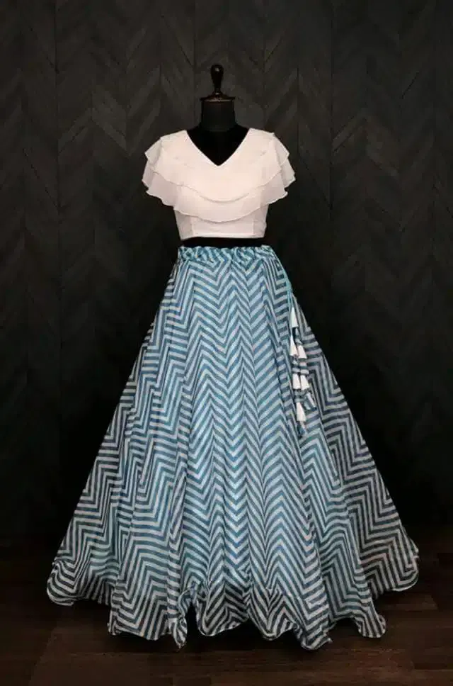 Ready to Wear Lehenga Choli for Women (Sea Blue, XS)