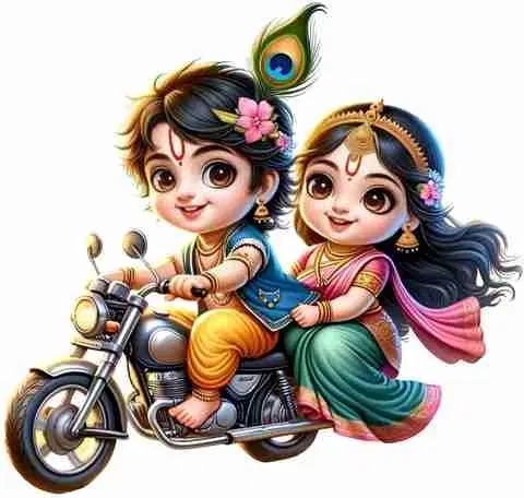 Cute Radha Krishna Self Adhesive Wall Sticker