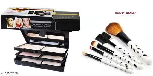 5in1 Compact Powder  5 Pics Makeup Brush