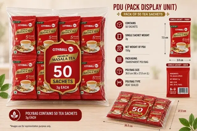 Citymall No. 1 Premium Masala Tea 50X3 g (Pack of 50)